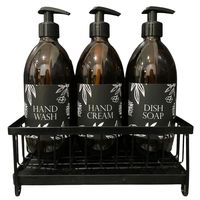 Sink Caddy Organizer with 3 x 500ml Glass Dispenser Bottles (Set of 3)